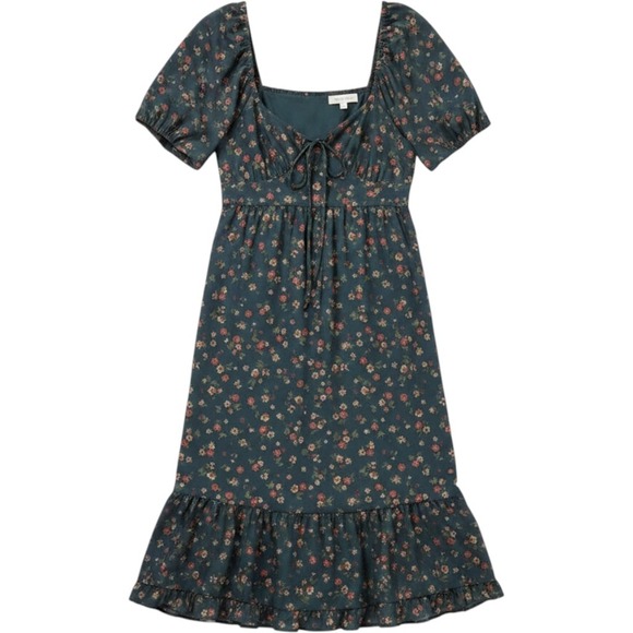 Originality Dresses & Skirts - Originality Floral Flutter Sleeve Peasant Midi Dress Teal XL E1030Y522DI
